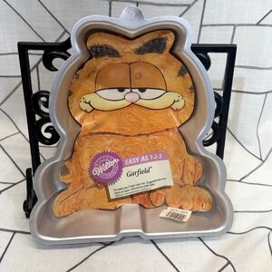 Wilton Garfield Cake Pan OS Silver Vintage 1978 Aluminum Mold with Face Plate